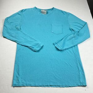 Jungmaven USA Hemp Blend Top Womens Blue Long Sleeve Casual Relaxed Tee M FLAWS